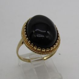 Ring 9ct Yellow Gold - Cabochon Black Onyx