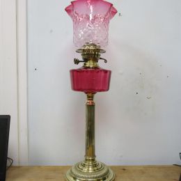 Victorian Ruby Glass Oil Lamp