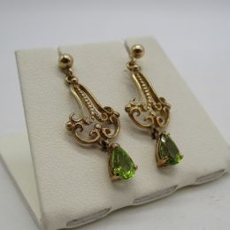 Ear Rings 9ct Yellow Gold - Peridot